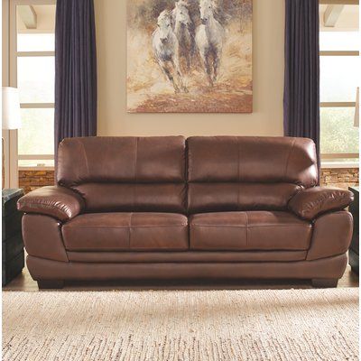 Red Barrel Studio Phelan Leather Sofa Upholstery: Chocolate Living Sofa Design Modern, Living Sofa Design, Sofa For Living Room Modern, Franco Furniture, Sofa Models, Sofa Design Ideas, Stylish Sofa Sets, Living Sofa, Latest Sofa Designs