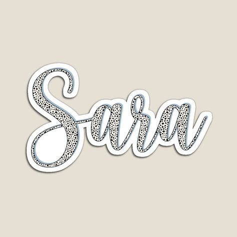 Dalmatian pattern Sara name Dalmatian sticker, custom name sticker for Sara Sara Calligraphy Name, Sara Name Design, Sara Name, Dalmatian Pattern, Name Calligraphy, Pretty Writing, Car Cooler, Stylish Alphabets, Calligraphy Typography