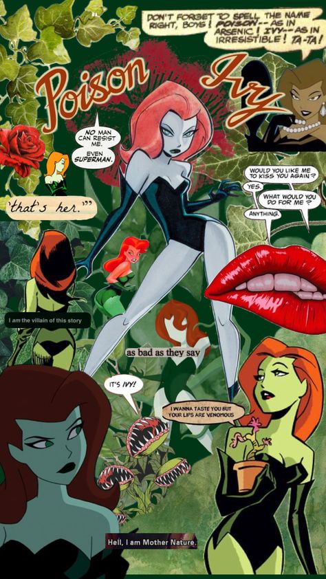 Poison Ivy 🌿🌹 #poisonivy #wallpaper #villian #dcuniverse #batman #dccomics Poison Ivy Cartoon, Poison Ivy Character, Poison Ivy Halloween Costume, Poison Ivy Comic, Dc Poison Ivy, Batman Painting, Pamela Isley, Poison Ivy Dc Comics, Poison Ivy Cosplay