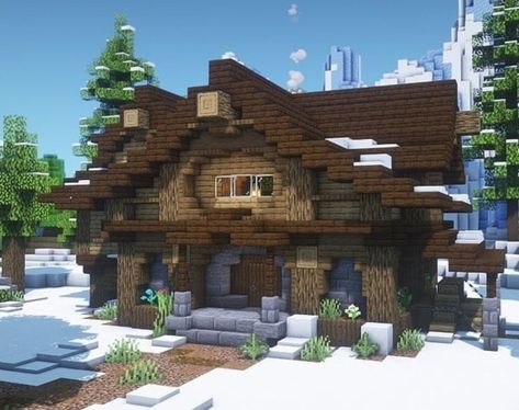 Cozy Minecraft Cabin, Minecraft Cabin Blueprints, Spruce Log Cabin Minecraft, Log Cabin Minecraft House, Minecraft Log Cabin Ideas, Minecraft Spruce Cabin, Mc House Ideas Cottage, Minecraft A Frame House, Spruce Cabin Minecraft