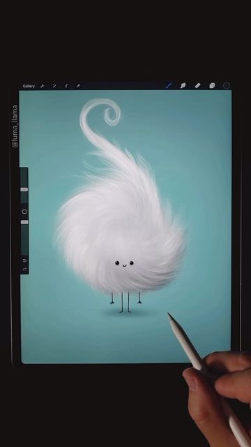 Ian Ruhfass / luma_llama on Instagram: "Drawing a cute fluffy creature in Procreate. For this one I used my luma_llama Fur & Hair Brushes (link in bio) in addition to the liquify tool which is super fun. Let me know what you think in the comments! . #procreate #procreatetips #procreatetutorial #procreateart #digitalart #procreatedrawing #procreatebrushes #illustration #illustragram #illustrationartists #digitalillustration #digitalartist #digitalpainting #ipad #ipadart #logodesigns #artoftheday Fluffy Creature, Fluffy Edges, Instagram Drawing, Procreate Tutorial, Create Drawing, Hair Brushes, Ipad Art, Procreate Brushes, Drawing Practice