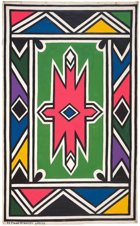 Esther Mahlangu, Africa Art Design, South African Design, African Pattern Design, African Symbols, Art Education Lessons, African Art Paintings, Palette Art, Africa Art