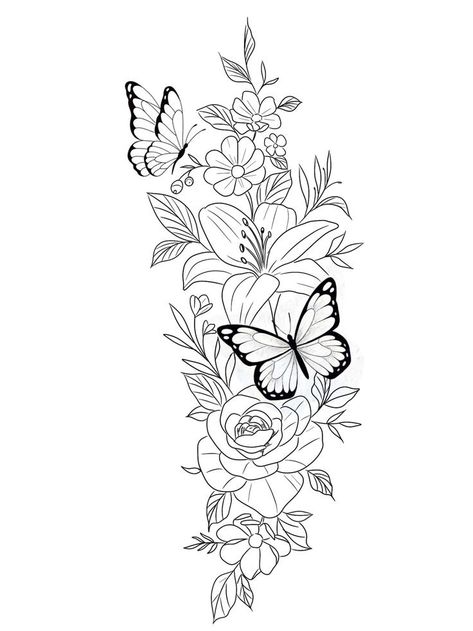 Arm Tattoos For Women Sketch, Women Sleeve Tattoo Stencil, Floral Butterfly Tattoo Design Forearm, Upper Arm Tattoos For Women Stencil, Unique Tattoos For Women Arm, Forearm Tattoo Stencil Women, Butterfly And Flower Tattoo Stencil, Flower Arm Tattoo Stencil, Arm Sleeve Tattoos For Women Stencil