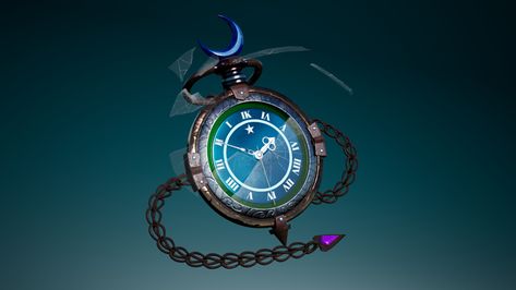 ArtStation - Magical Pocket Watch Magical Pocket Watch Art, Magic Pocket Watch Fantasy Art, Magical Pocket Watch, Magic Pocket Watch, Pocket Watch Drawing, Wizard Aesthetic, Pocket Watch Art, Magical Artifacts, Fantasy Items