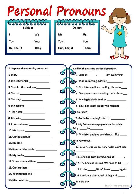 PERSONAL PRONOUNS - English ESL Worksheets for distance learning and physical classrooms Free Pronoun Worksheets, Reflexive Pronouns Worksheet, English Pronouns, Reflexive Pronouns, Personal Pronouns Worksheets, Pronouns Worksheet, Pronoun Activities, Relative Pronouns, Possessive Pronoun