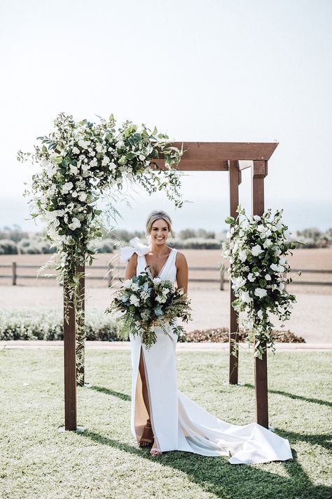 Timber Arbour, Garden Marquee, White Wedding Ceremony, Wedding Arbors, Rustic Wedding Decorations, Wedding Ceremony Ideas, Elegant Garden, Wedding Arbour, The Golden Girls