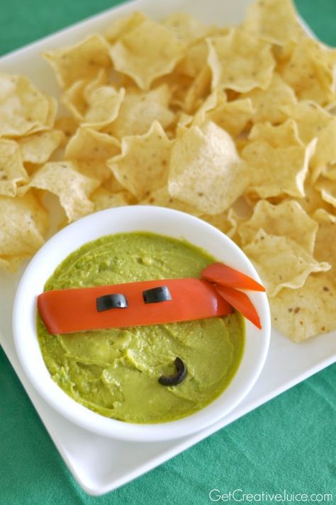 Tmnt Party Food Snacks, Turtle Dip, Ninja Snacks, Tmnt Halloween, Turtle Snacks, Tmnt Party Ideas, Tmnt Birthday Party, Ninja Turtle Birthday Party, Adult Snacks