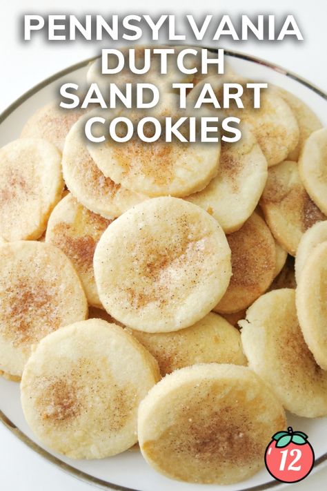 Sugar Cookie Recipe With Cornstarch, Chocolate Chip Cookie Recipe With Cornstarch, Amish Sand Tarts Cookies Recipe, Taste Of Home Amish Sugar Cookies, Amish Sugar Cookies Taste Of Home, Amish Cookies, Amish Dishes, Sand Tarts, Crisp Cookies