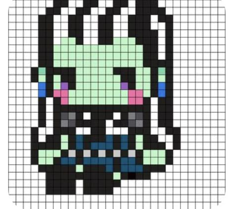 Pixel Art Pattern Monster High, Pixel Art Grid Monster High, Monster Perler Bead Patterns, Monster High Kandi Pattern, Pixel Art Pattern Characters, Cute Kandi Patterns, Vocaloid Pixel Art Grid, Gir Perler Pattern, Perler Bead Patterns Monster High