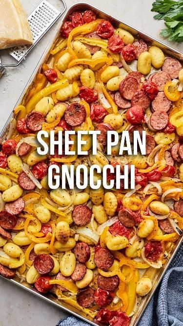 Veggies And Sausage, Sheet Pan Gnocchi, Gnocchi Dishes, Kielbasa Recipes, Baked Gnocchi, Sheet Pan Suppers, Sheet Pan Dinners Recipes, Gnocchi Recipes, Sheet Pan Dinners