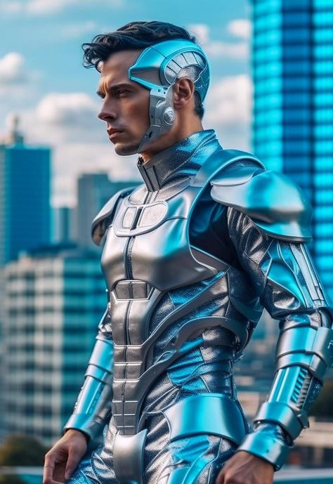 Cyborgs Art Male, Future Fashion Male, Man In Space, Punk Costume, Robot Costumes, Garfield Spiderman, Cyborgs Art, One Step Beyond, Alien Concept Art