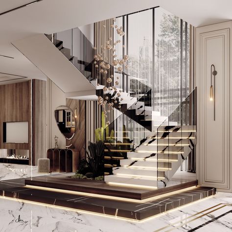 درابزين السلم, Luxury Stairs, درج السلم, Staircase Interior Design, Staircase Design Modern, Modern Luxury Interior, Stairs Design Interior, Stairs Design Modern, Home Stairs Design