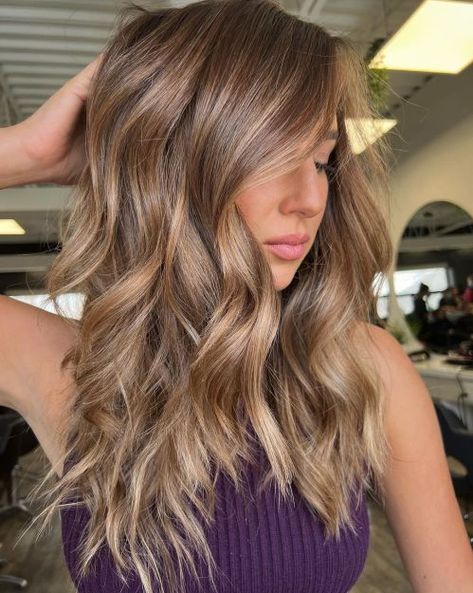 Light Warm Toffee Brown Highlights Hair Color Ideas With Highlights, Caramel Balayage Hair, Light Brown Hair Color Ideas, Caramel Blonde Hair Color, Blonde Hair Colour Shades, Brown Hair With Highlights And Lowlights, Caramel Blonde Hair, Brown Hair Inspo, Bronde Hair