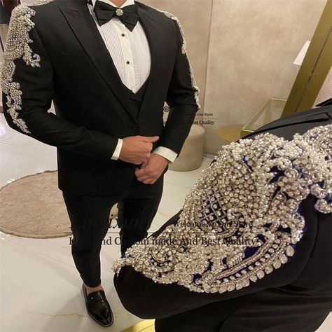 Costume Mens Wedding 3pieces | Fashion Wedding Costume Men | Black 3 Piece Suits Men - Suits - Aliexpress 3 Piece Suit Men, Prom Outfits For Guys, Lapel Blazer, Prom Suits, Wedding Costumes, Tuxedo Wedding, Luxury Men, Beaded Wedding, Prom Outfits