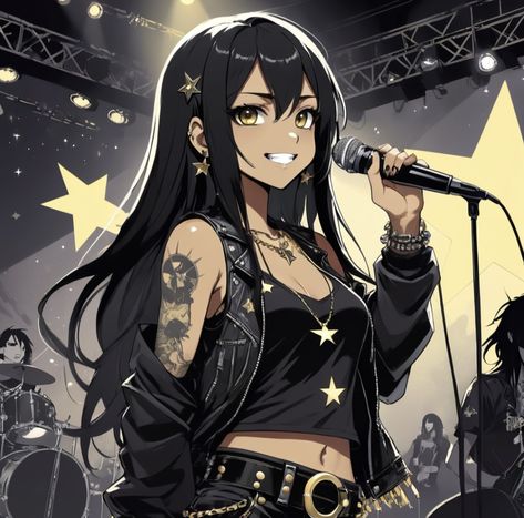 Punk Anime Art, Punk Anime Female, Punk Oc Art, Punk Lesbian Art, Punk Oc, Punk Character Art, Punk Girl Character Design, Rockstar Girl, Goth Oc Art Girl