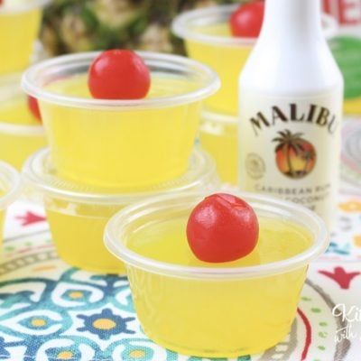 Pina Colada Jello Shots - Kitchen Fun With My 3 Sons Pina Colada Jello Shots Recipe, Cake Jello Shots, Pina Colada Jello Shots, Easy Jello Shots, Colada Drinks, Making Jello Shots, Best Jello Shots, Jello Pudding Shots, Pineapple Jello