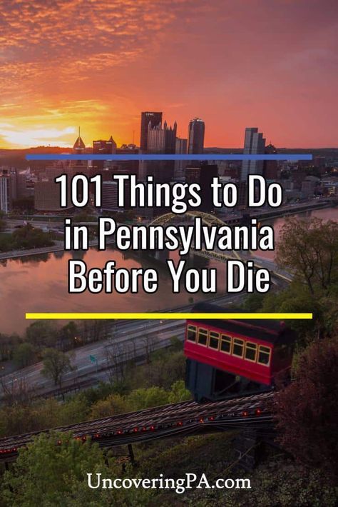 101 Things to do in Pennsylvania Before You Die via @UncoveringPA Pennsylvania Bucket List, Things To Do In Pennsylvania, Fun Trips, Reading Pennsylvania, Adventure Trips, Epic Photography, Pittsburgh Skyline, Pennsylvania Travel, Bucket List Family