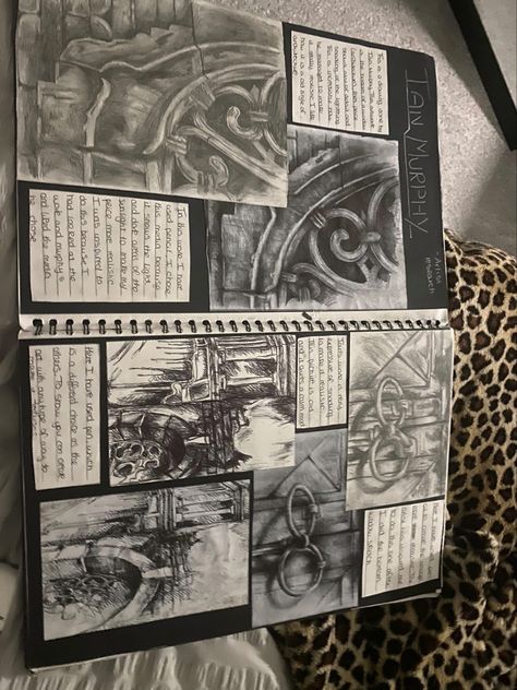 Light And Dark Gcse Art Sketchbook, Art Book Background Ideas Gcse, Out Of Place Art Gcse, Architecture Gcse Art Sketchbook, Background Ideas Gcse Art, A Level Mood Board, Gothic Sketchbook Ideas, Architecture Research Page, Architecture Title Page Gcse Art