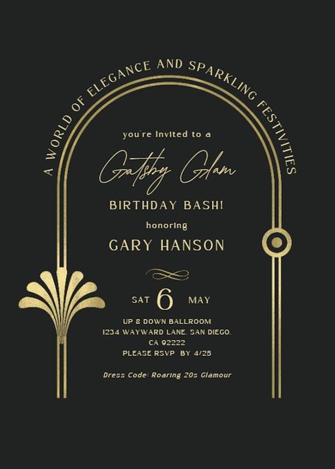 Speakeasy Invitations, 20s Party Invitation, Gatsby Birthday Invitation, Gatsby Party Invitations, Great Gatsby Invitation, Glam Invitation, Gatsby Glam, Gatsby Wedding Invitations, Gatsby Birthday Party