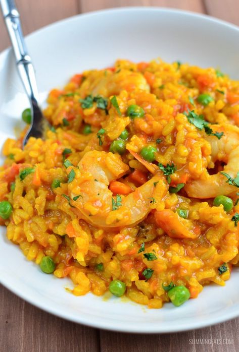 Spicy Prawn and Vegetable Risotto - Slimming World - Slimming Eats Filet Mignon Chorizo, Vegetable Risotto, Risotto Dishes, Prawn Dishes, Spicy Prawns, Prawn Recipes, Risotto Recipes, Main Course Recipes, World Recipes