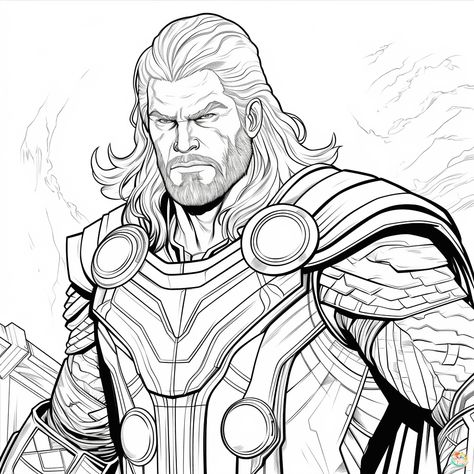 Thor Coloring Pages, Thor Drawing, Marvel Thor, Colouring Book, Disney Films, Super Hero, Coloring Pages For Kids, Thor, Easy Drawings