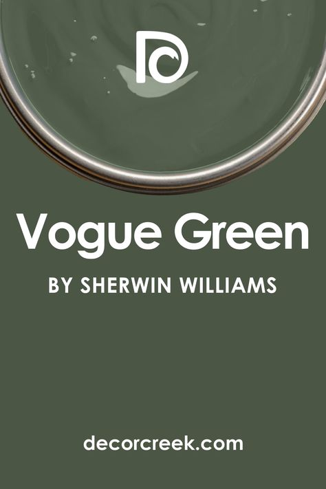 Vogue Green SW-0065 By Sherwin-Williams - decorcreek.com Sherman Williams Paint, Green Family Rooms, Vogue Green, Coordinating Paint Colors, Dark Green Rooms, Sherwin Williams Green, Dark Green Bathrooms, Sherman Williams, Sherwin Williams Color Palette