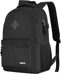 KROSIAS Black Backpack for Men and Women, School Backpack Teens Boys and Girls 15.6 Inch Laptop Bookbag with USB Charger for High School College Work Travel Business College Work, Backpack For Teens, Boys Backpacks, Travel Business, School Backpack, Teen Boy, Cute Relationship Goals, Usb Charger, Work Travel