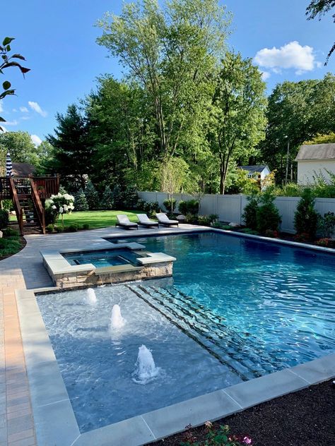 Nanuet Landscape Construction - Modern - Pool - New York - by Solicito and Son Landscape Contracting | Houzz Backyard Pool Design, Kleiner Pool Design, Rectangle Pool, Dream Backyard Pool, Pools Backyard Inground, Piscina Interior, Small Swimming Pools, Pool Landscape Design, Small Pool Design