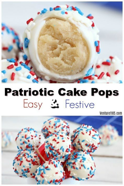 4th Of July Desserts Cake Pops, Fun Fetti Cake Pops, July 4th Cake Pops Recipe, Red White And Blue Baked Goods, 4th Of July Cake Balls, 4th Of July Cake Pops Easy, Red White Blue Cake Pops, Red White And Blue Birthday Party Ideas, 4th Of July Desert Red White Blue