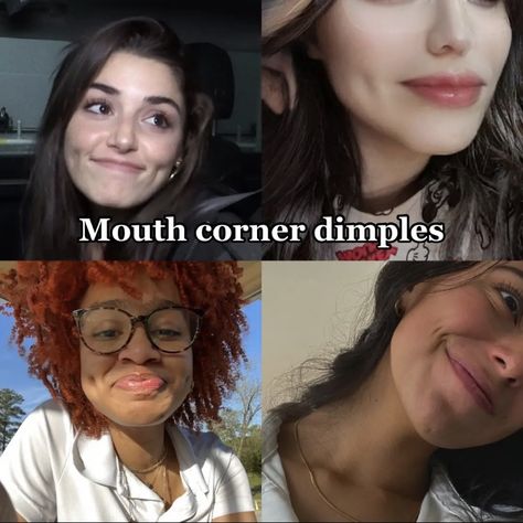 Chin Dimple Women, Deep Dimples Aesthetic, Aesthetic Dimples, Downturned Smile, Types Of Dimples, Smile With Dimples, Defined Cheekbones, Back Dimples, Anatomy Practice