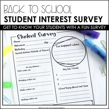 Student Survey Elementary, Student Interest Survey, Student Questionnaire, Interest Survey, Library Lesson Plans, Morning Meeting Activities, Student Survey, Meeting Activities, Meet The Teacher Template