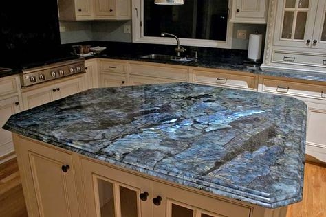 I was googling some minerals for some personal research and apparently you can get Labradorite counter tops. Blue Granite Countertops, Best Kitchen Countertops, Diy Kitchen Countertops, Kitchen Countertop Materials, Blue Granite, Diy Countertops, Granite Countertops Kitchen, Bathroom Countertops, Granite Kitchen