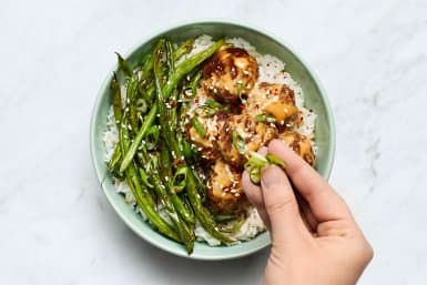 Firecracker Meatballs Recipe | HelloFresh Hello Fresh Beef Bulgogi Meatballs, Firecracker Turkey Meatballs, Firecracker Meatballs Hello Fresh, Hello Fresh Meatballs, Hello Fresh Buffalo Spiced Crispy Chicken, Firecracker Meatballs, Korean Chili Flakes, Roasted Green Beans, Fresh Recipes