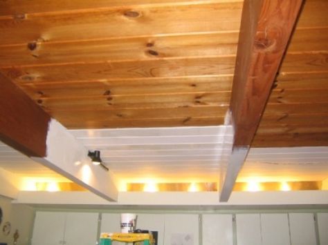 Patience... a how to for painting wood ceilings Knotty Pine Ceiling, Painted Wood Ceiling, Ceiling Paint Colors, Painted Wood Floors, Ceiling Materials, Ceiling Painting, Panel Painting, Wood Houses, Ceiling Panel