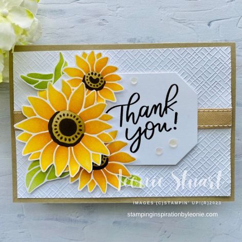 Colour Challenge, Sunflower Cards, Punch Cards, Stamping Up Cards, Thanksgiving Cards, Fall Cards, Holiday Catalog, Floral Cards, Embossing Folder