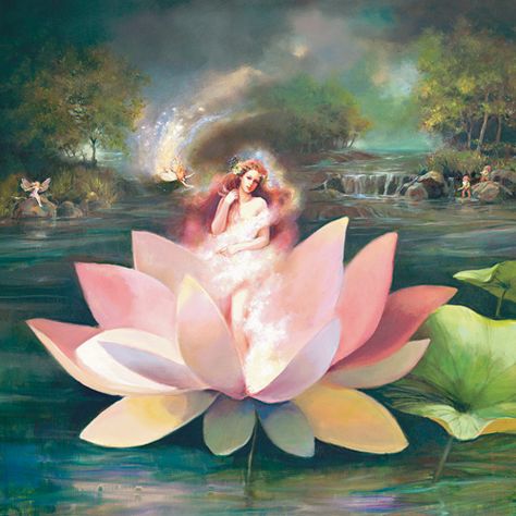 Lotus Fairy Lotus Fairy, Fairy Drawing, Tema Disney, Mermaid Fairy, Fairy Dragon, Mystical Forest, Lily Pond, Flower Fairies, Fairytale Art