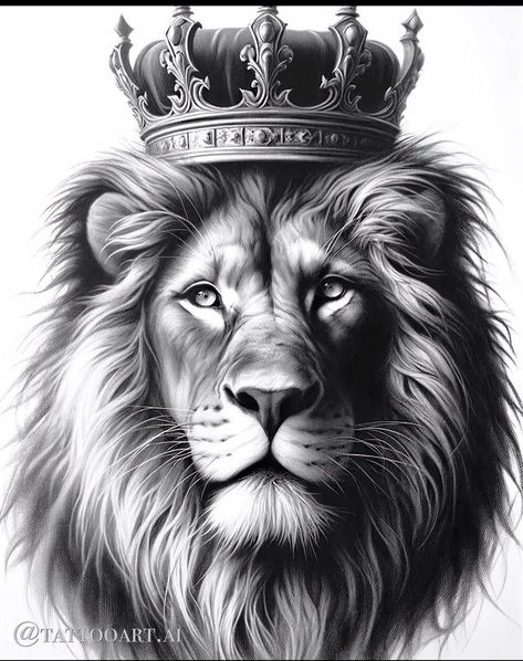 King Crown Tattoo, Mom Dad Tattoo Designs, Crown Tattoo Design, Lion Head Tattoos, Lion Artwork, Lions Photos, Leo Tattoos, Bear Tattoos, Lion Tattoo Design