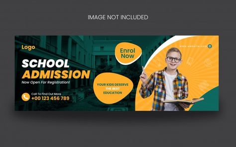 School admission facebook cover social m... | Premium Vector #Freepik #vector #banner #school #cover #template Education Banner, Back To School Special, Voucher Design, School Template, Language Centers, Social Media Post Template, School Banner, Vector Banner, School Admissions