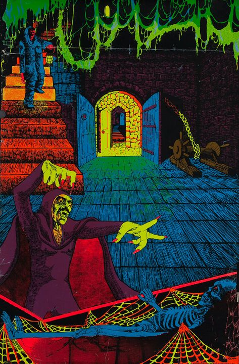 Psychedelic Era | David Pollack Vintage Posters 70s Poster Art, Glow Paint Party, Scare House, 1970s Room, Black Light Art, 70s Poster, Blacklight Art, Doom 2, Blacklight Posters