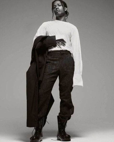 Black And White Aesthetic Men, Asap Rocky Fashion, Lord Pretty Flacko, Esquire Uk, Pretty Flacko, Mode Editorials, Male Models Poses, A$ap Rocky, Men Photography