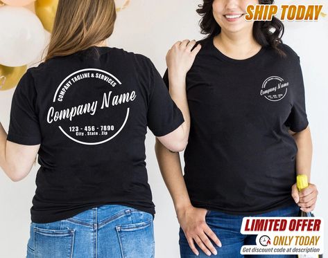 Company Shirts Ideas, Business Logo T Shirts Ideas Design, Business Logo On Shirts, Company Shirts Ideas Design, Company Logo Shirts Ideas, Company Name Tshirt, Business Tshirt Ideas, Company Tee Shirt Ideas, Company Logo Tshirt Designs