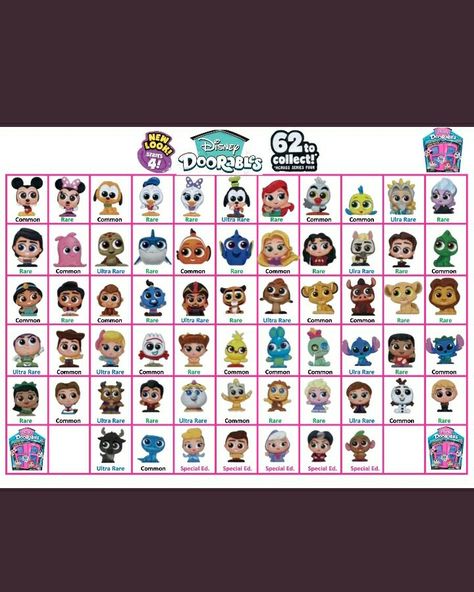 Disney Doorables Checklists, Doorables Checklist, Disney Doorables Display Ideas, Kawaii Merch, Disney List, Funky Pop, Disney Doorables, Disney Figures, Disney Figurines