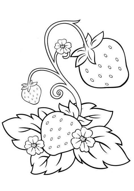 Strawberry Coloring Pages, Strawberry Shortcake Coloring Pages, Native Beading, Strawberry Color, Fruit Coloring Pages, Pola Sulam, Cute Strawberry, Flower Coloring Pages, Coloring Book Art