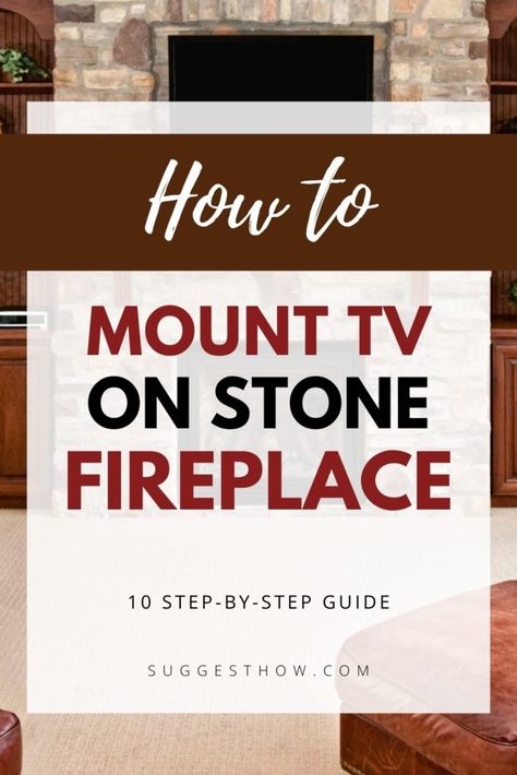 Tv On Rock Fireplace, Tv Above Stone Fireplace Ideas, Stone Fireplace Tv Mount, Rock Fireplace With Tv, Hanging Tv Over Brick Fireplace, Tv Mounted On Stone Fireplace, How To Mount Tv On Stone Fireplace, Mounting Tv On Stone Fireplace, Tv Mount On Stone Fireplace