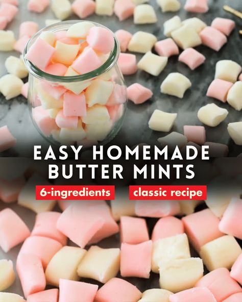 Easy Homemade Butter Mints | Classic Candy Recipe | Old-Fashioned Candies | Best Butter Mint Recipe | How to Make Butter Mints | Butter Mint Ingredients via @diyjoycrafts Homemade Mints, Butter Mints Recipe, Easy Homemade Butter, Mints Recipe, Whoopie Pie Recipe, Make Butter, Butter Mints, Candy Recipe, Mint Recipes