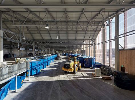 architecture norway | Smestad Recycling Plant, Oslo Building Typology, Recycling Plant, Recycling Facility, Recycling Center, New Building, Arch Design, Shed Design, Lobby, Concept Design