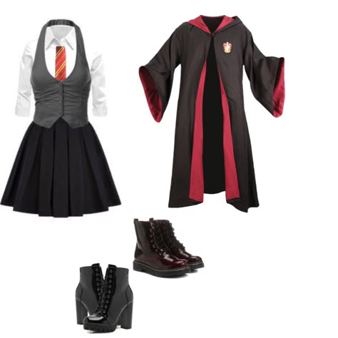 Hogwarts Uniform Gryffindor Female, Gryffindor Uniform Female Aesthetic, Female Hogwarts Uniform, Hogwarts Clothes Gryffindor, Harry Potter Clothes Gryffindor, Gryffindor Outfit Uniform, Gryffindor Uniform Aesthetic, Hogwarts Gryffindor Uniform, Hogwarts Houses Outfits