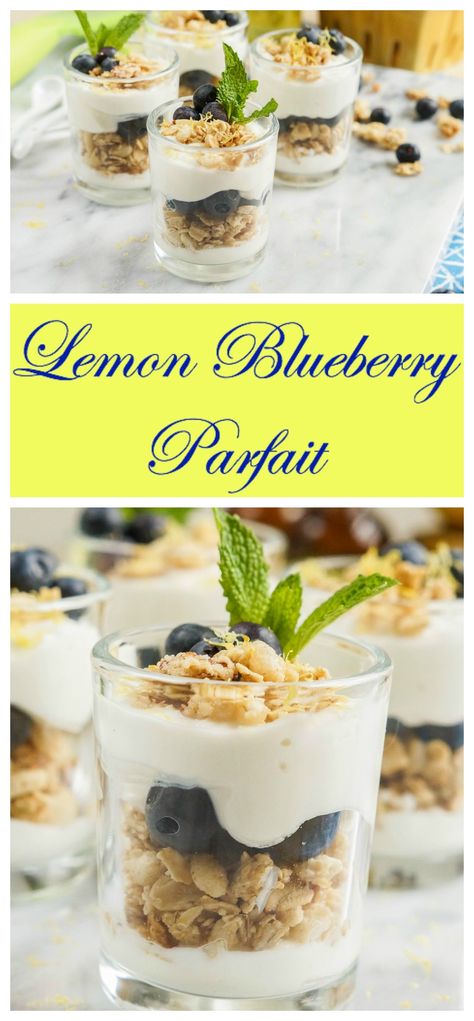 Lemon Blueberry Parfait Easter Parfait, Lemon Blueberry Parfait, Blueberry Parfait, Berry Yogurt Parfait, Healthy Parfait, Bunny Brunch, Easy Breakfast Treats, Lemon Greek Yogurt, Yogurt Parfait Recipe