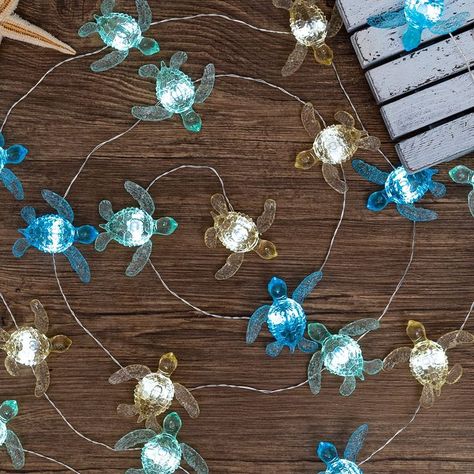 Turtle Decor String Lights, Beach Theme Decorations Lights for Christmas Decorations, Remote 10 ft 30 LEDs with Battery & USB Plug in for Bathroom Bedroom Camping Wedding Birthday Party Gift Ocean Decor Bedroom, Beach Theme Decorations, Turtle Bedroom, Beach Theme Bedroom, Turtle Room, Bedroom Camping, Beach Theme Birthday, Turtle Nursery, Ocean Room Decor