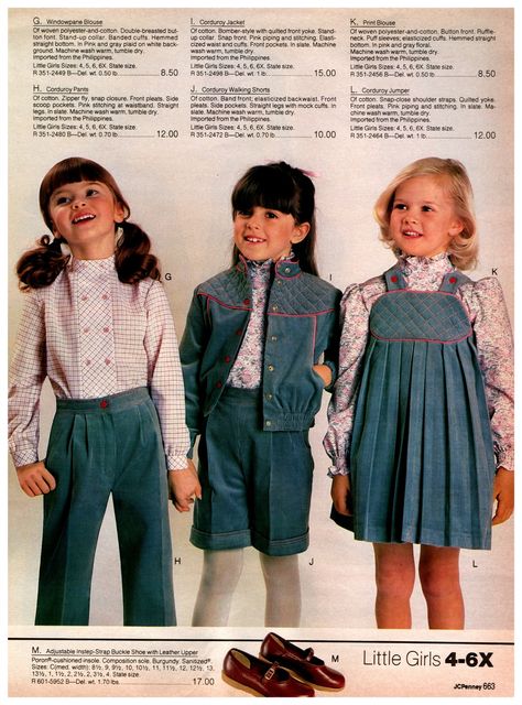 Windowpane blouses, print blouses, and corduroy pants, shorts, jackets and jumpers - Click Americana 80s Fashion Kids, 80s Clothes, 80s Outfits, Fnaf Au, 1980s Kids, Oc Aesthetic, Secret Party, Child Clothes, 90s Clothing